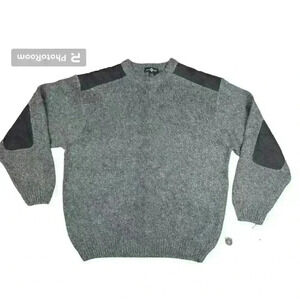 Cotton Traders Men's Sweater Size XL Wool Blend Elbow Shoulder Patch Pullover